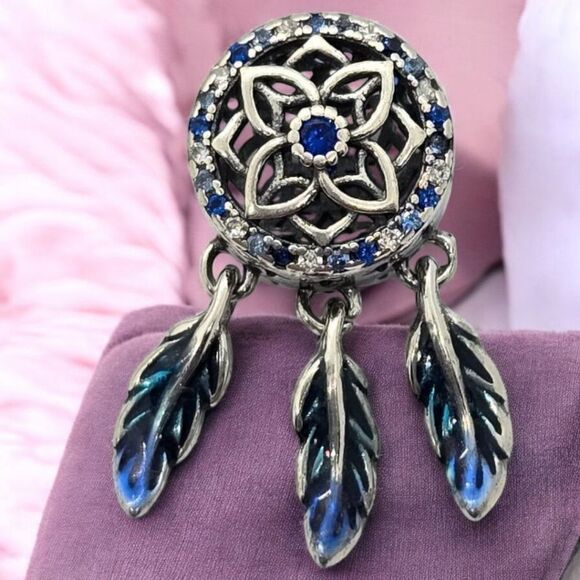 Dreamcatcher Feather Charm S925 Sterling Silver Dangle Bracelet Bohemian Tribal - Picture 9 of 9